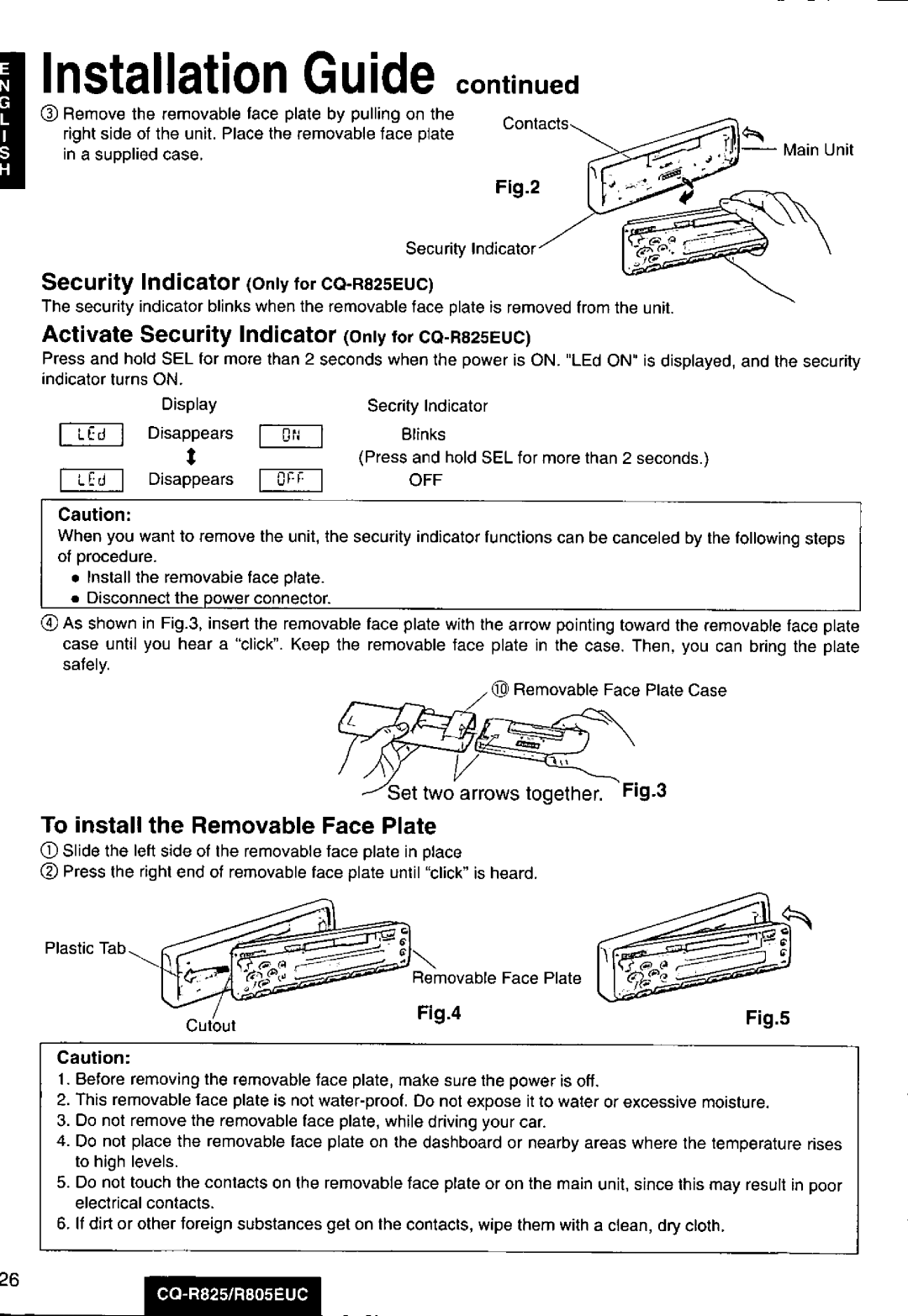 Panasonic CQ-R825, R805EUC manual 