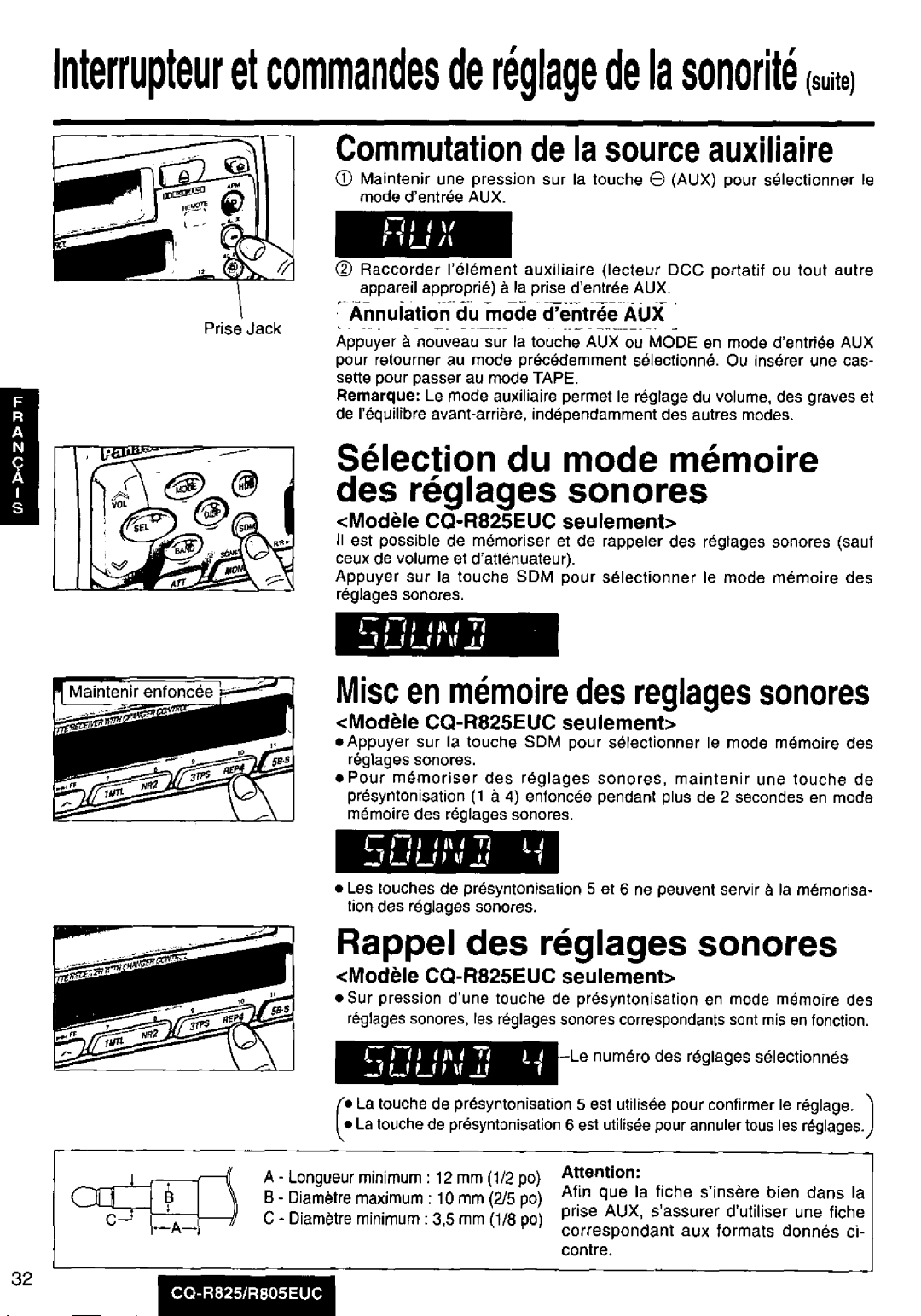 Panasonic CQ-R825, R805EUC manual 