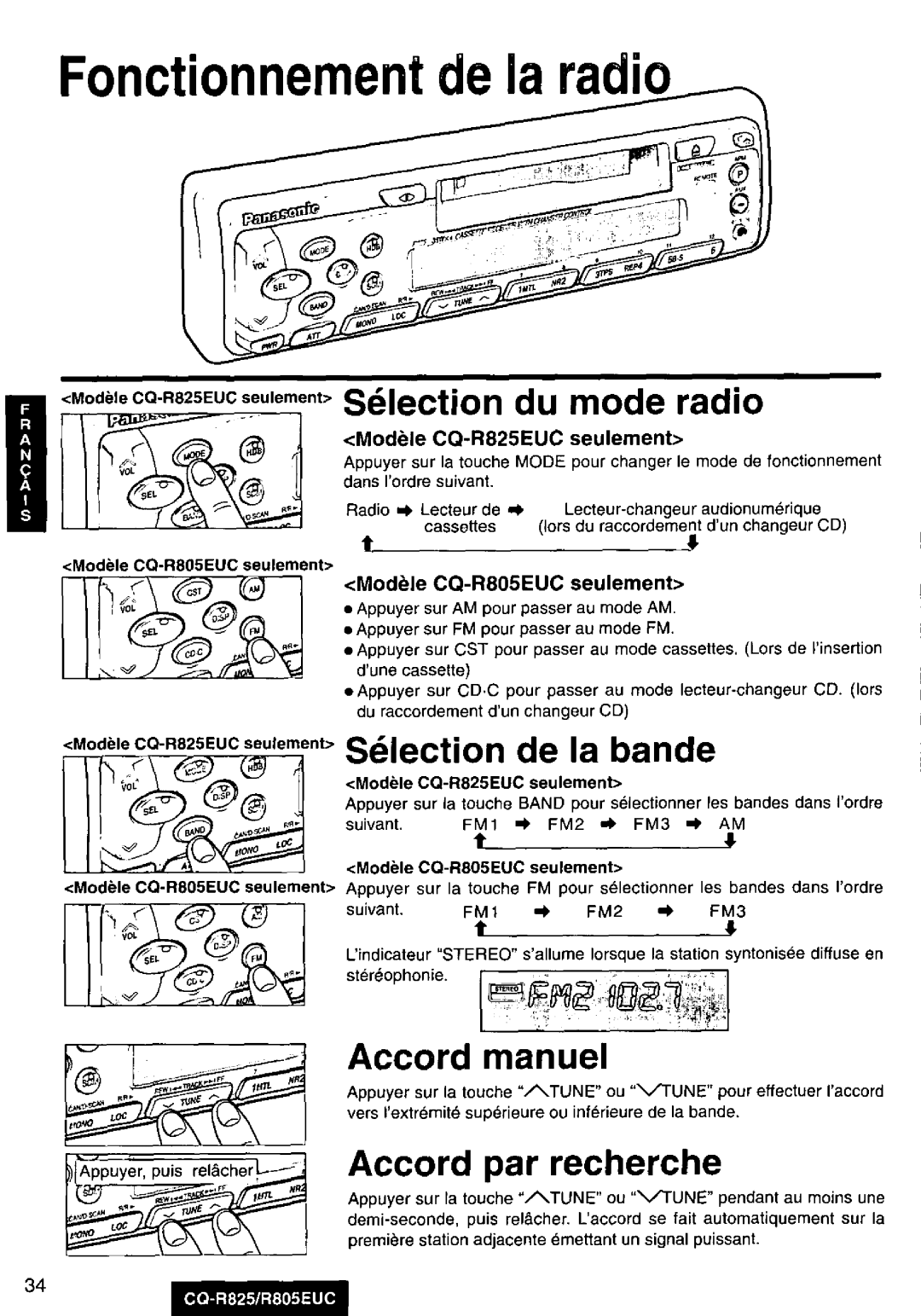 Panasonic CQ-R825, R805EUC manual 