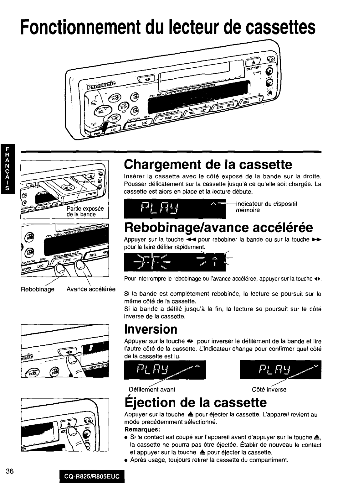 Panasonic CQ-R825, R805EUC manual 