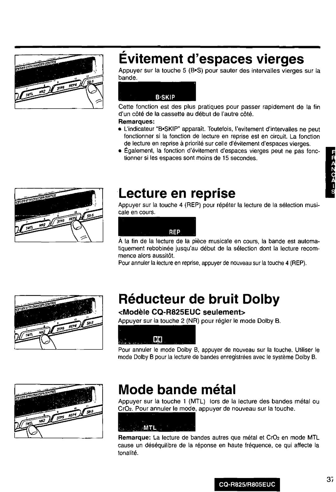 Panasonic R805EUC, CQ-R825 manual 