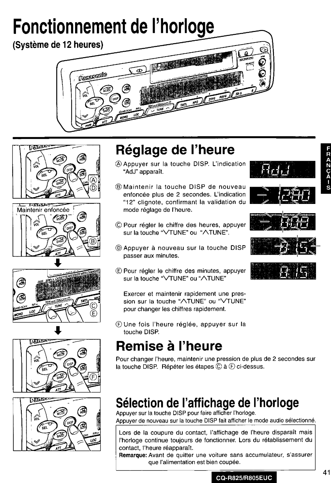 Panasonic R805EUC, CQ-R825 manual 