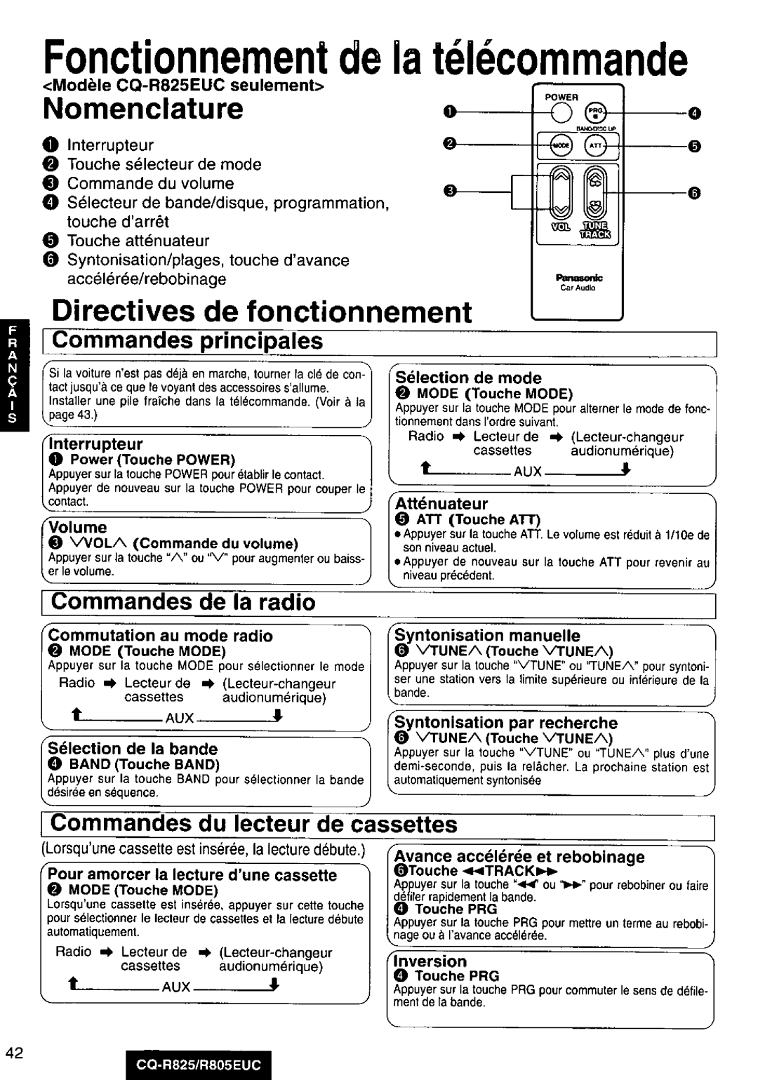 Panasonic CQ-R825, R805EUC manual 