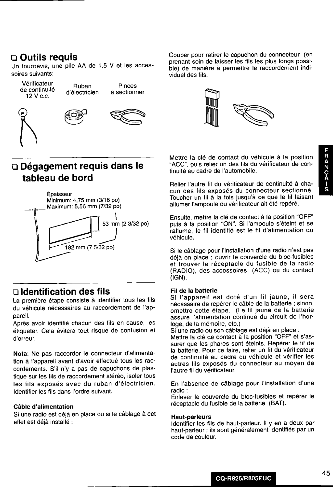 Panasonic R805EUC, CQ-R825 manual 