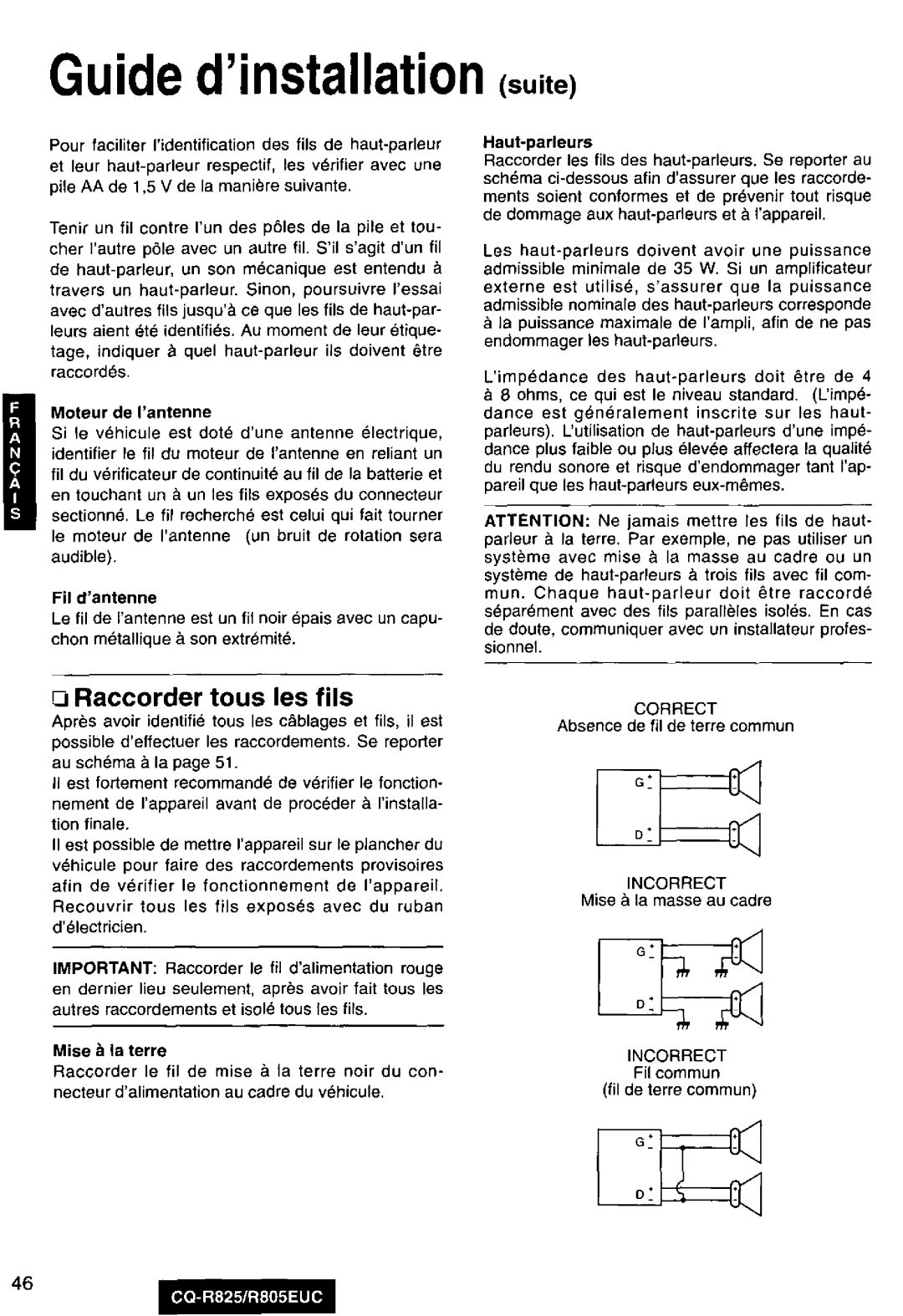 Panasonic CQ-R825, R805EUC manual 