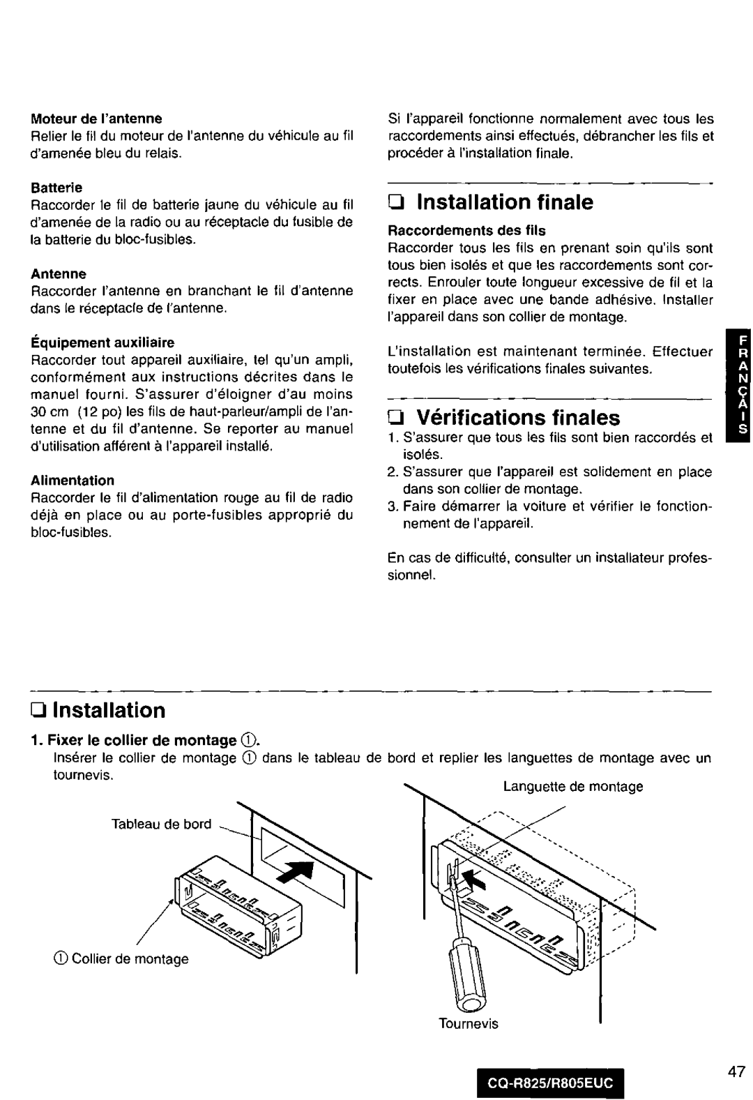 Panasonic R805EUC, CQ-R825 manual 