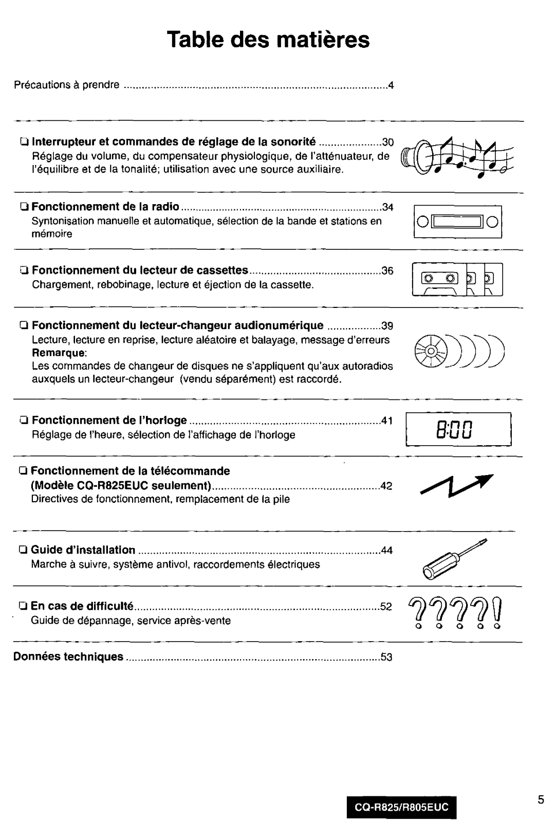 Panasonic R805EUC, CQ-R825 manual 