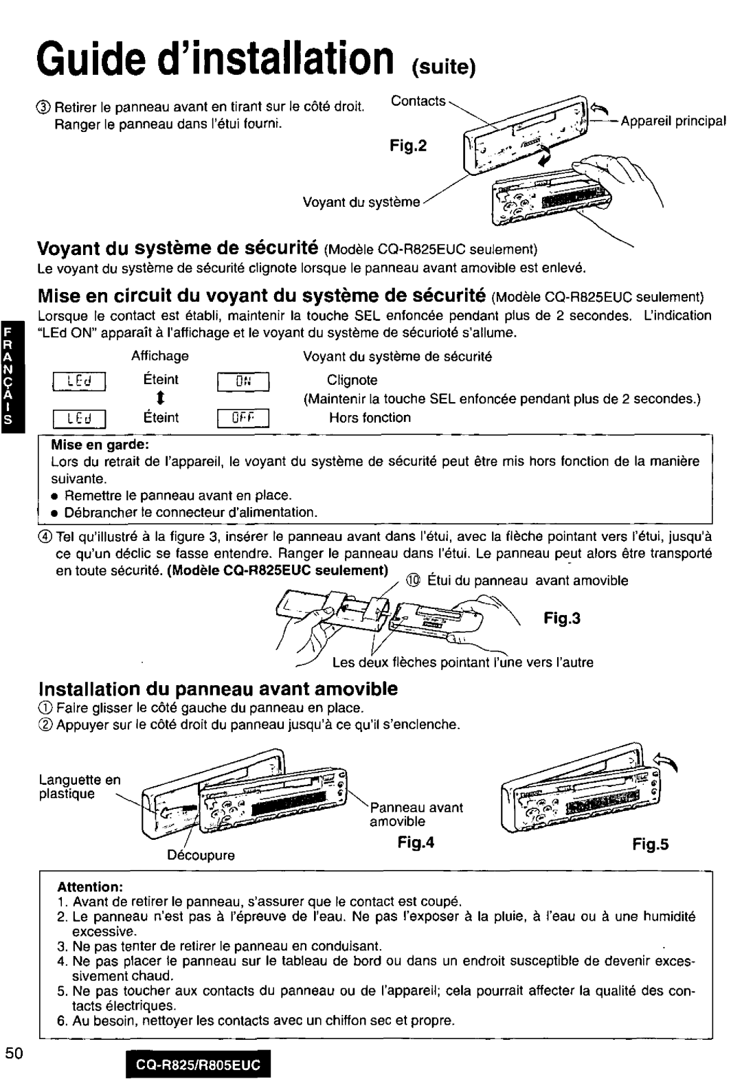 Panasonic CQ-R825, R805EUC manual 