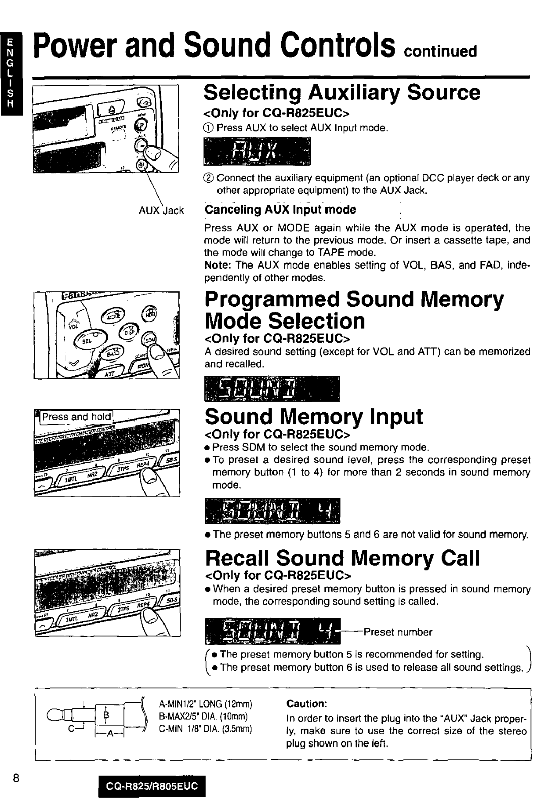 Panasonic CQ-R825, R805EUC manual 