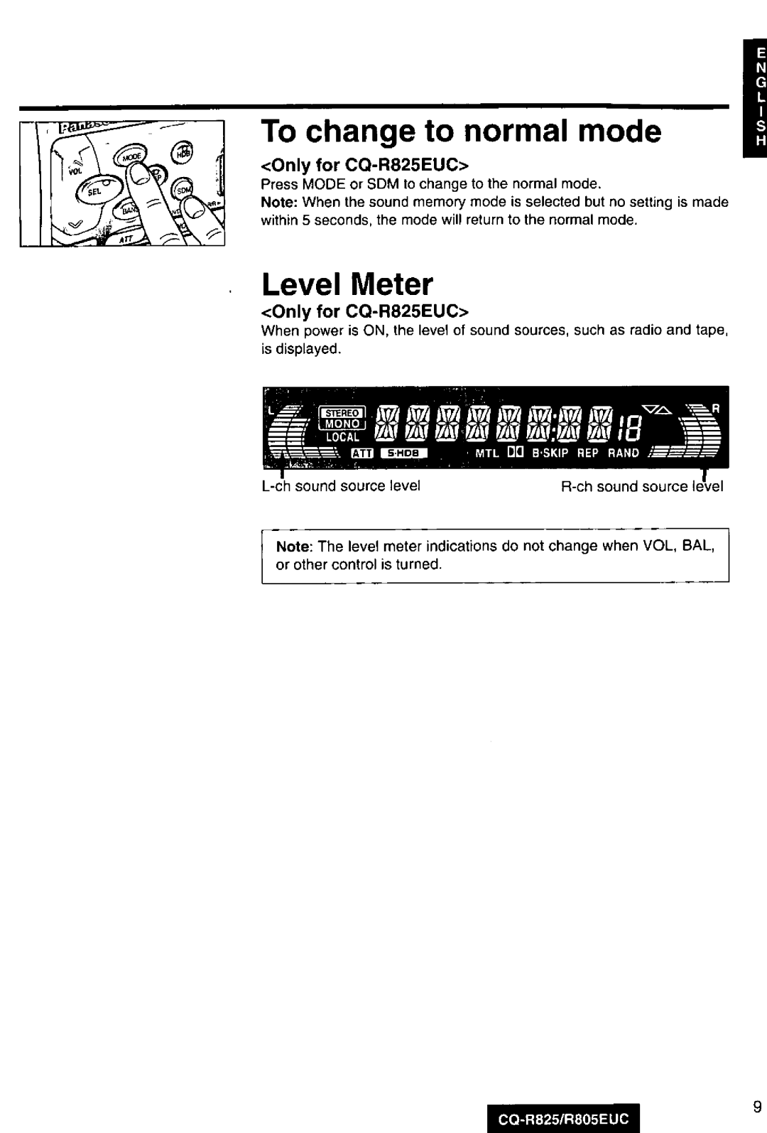 Panasonic R805EUC, CQ-R825 manual 