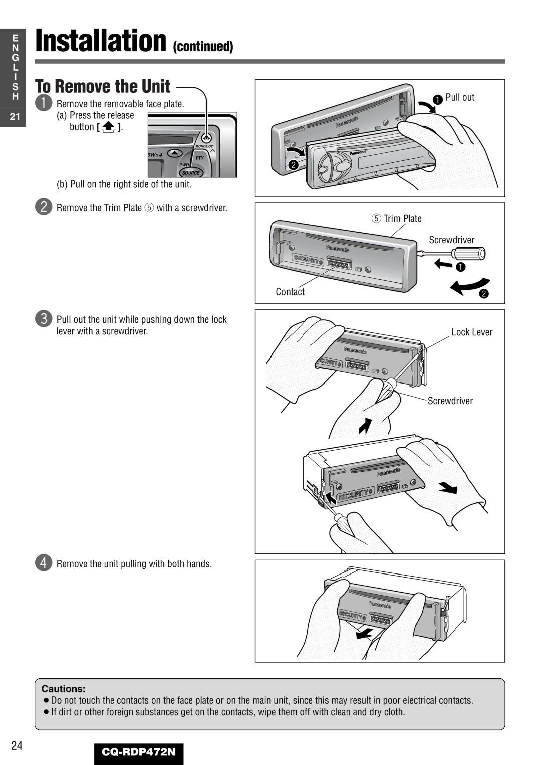 Panasonic CQ-RDP472N manual Installation 