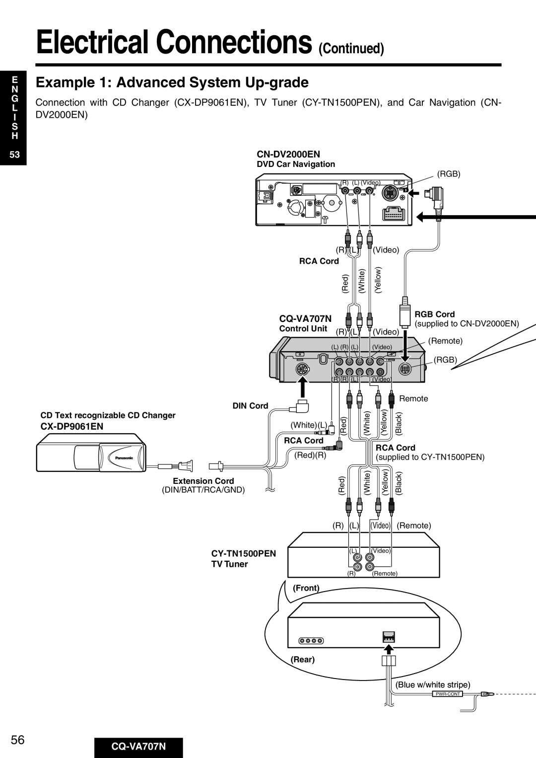 Panasonic CQ-VA707N operating instructions Electrical Connections 