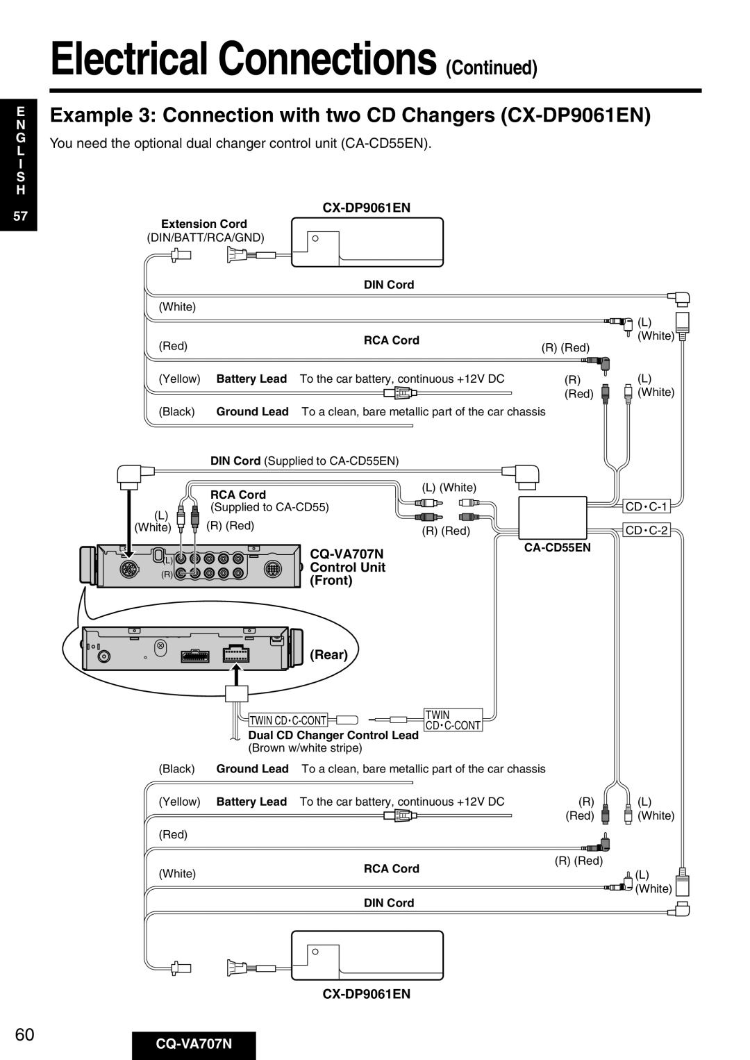 Panasonic CQ-VA707N operating instructions Example 3 Connection with two CD Changers CX-DP9061EN 