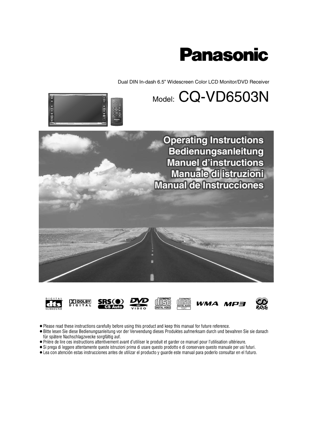 Panasonic operating instructions Model CQ-VD6503N 