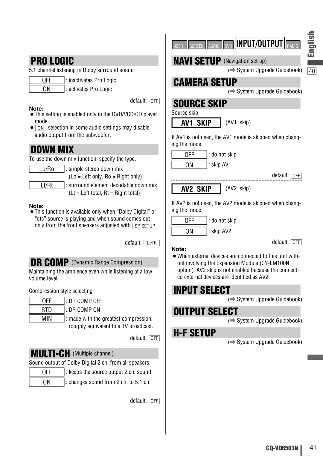 Panasonic CQ-VD6503N operating instructions AV2 Skip 