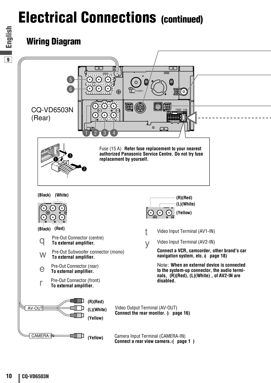 Panasonic CQ-VD6503N operating instructions Wiring Diagram 