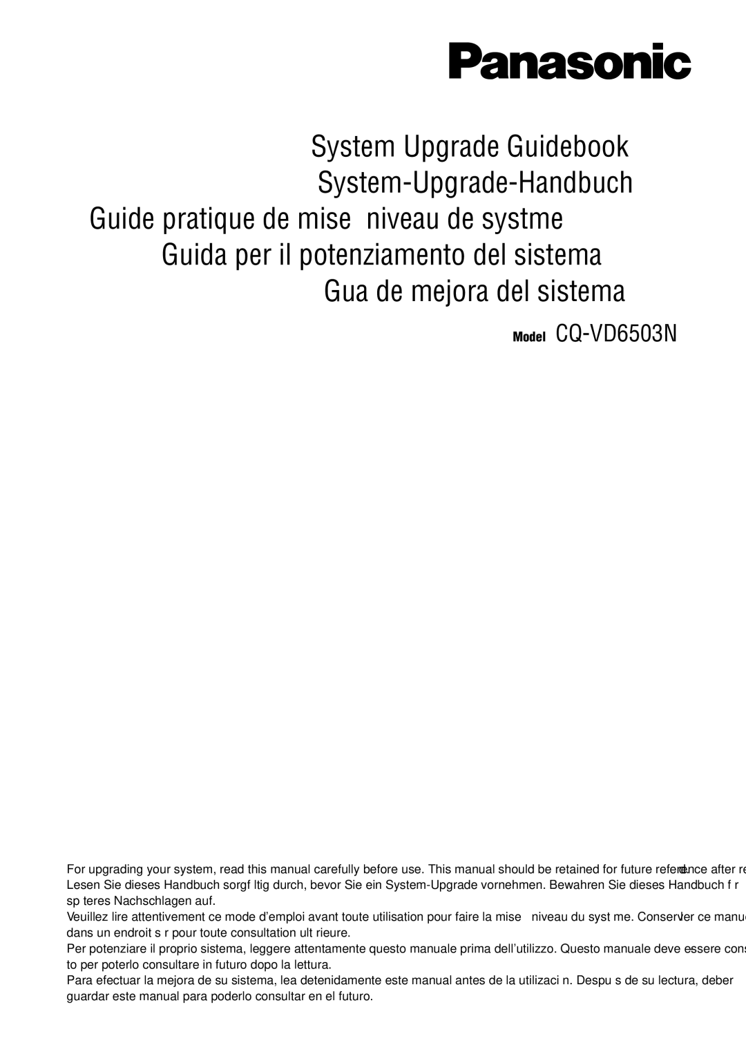 Panasonic operating instructions Model CQ-VD6503N 