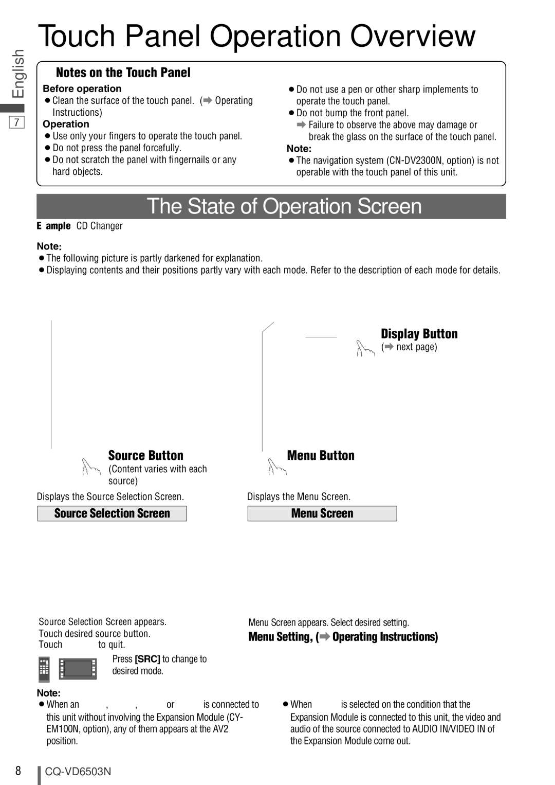 Panasonic CQ-VD6503N operating instructions Menu Setting, a Operating Instructions 