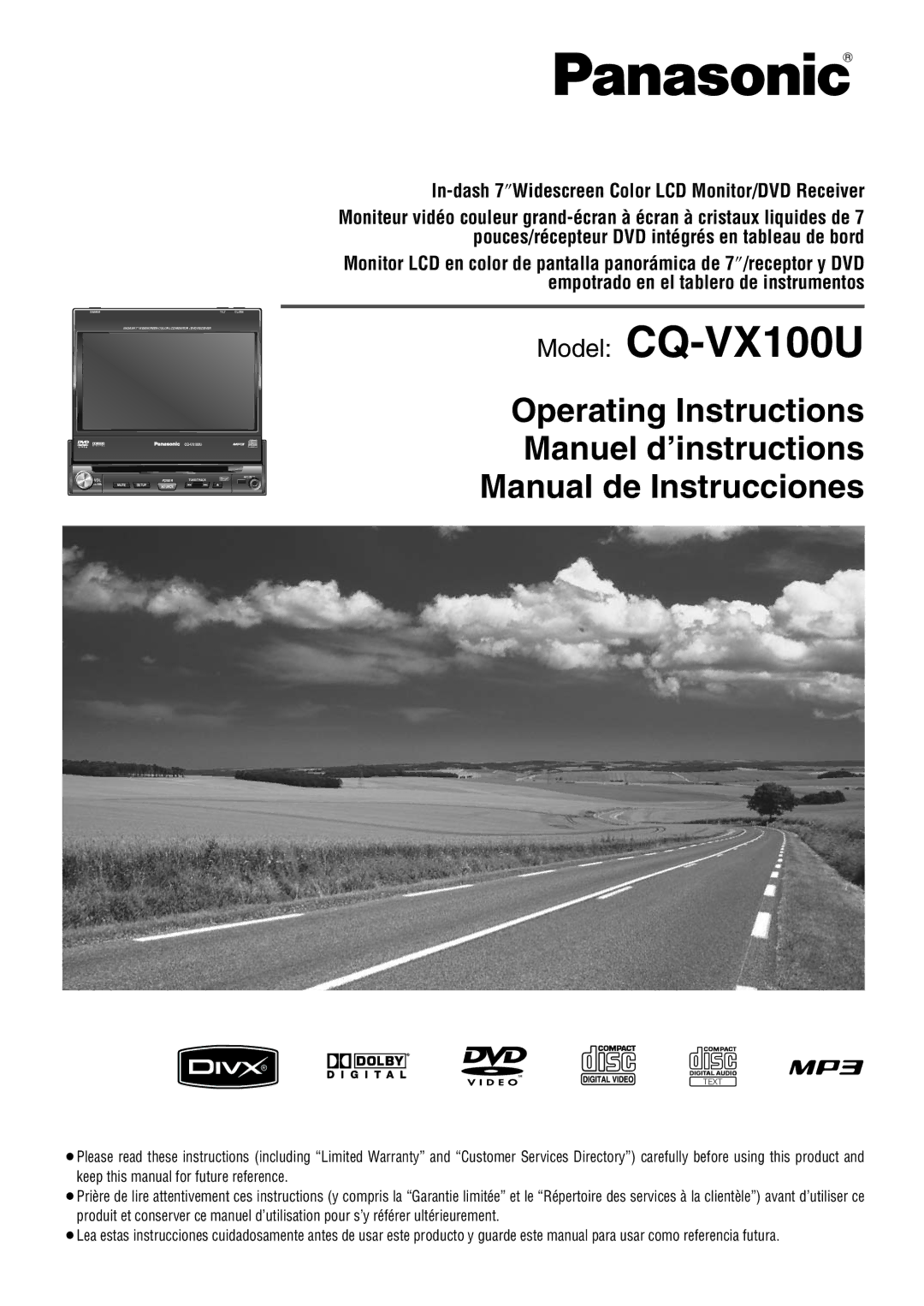 Panasonic warranty Model CQ-VX100U 