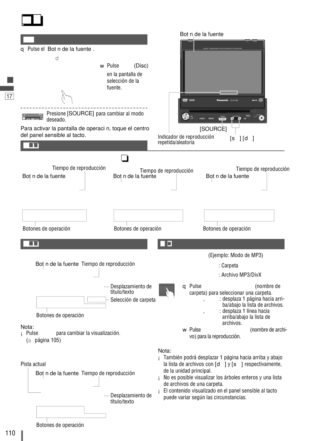 Panasonic CQ-VX100U warranty Reproductor de discos, DivX 