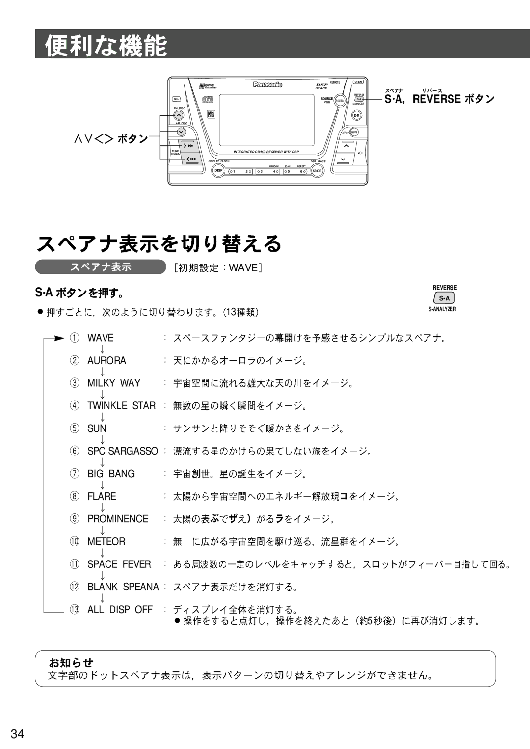 Panasonic CQ-VX3300D manual Reverse 