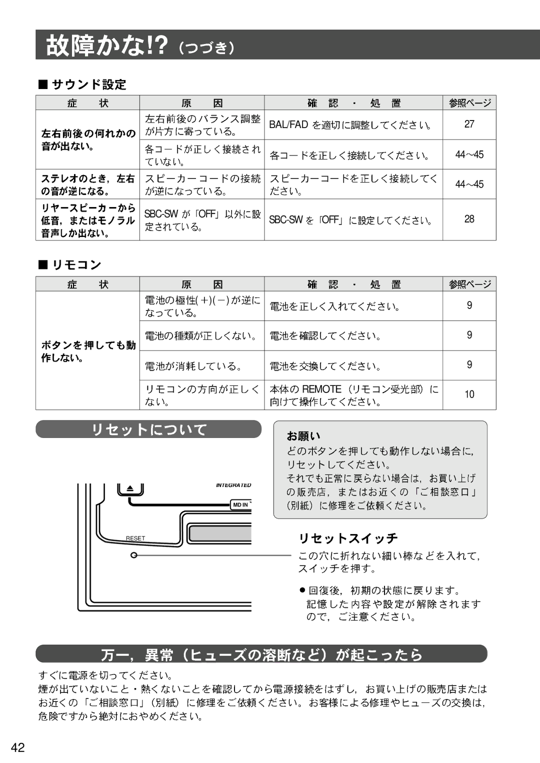 Panasonic CQ-VX3300D manual BAL/FAD SBC-SW OFF Remote 