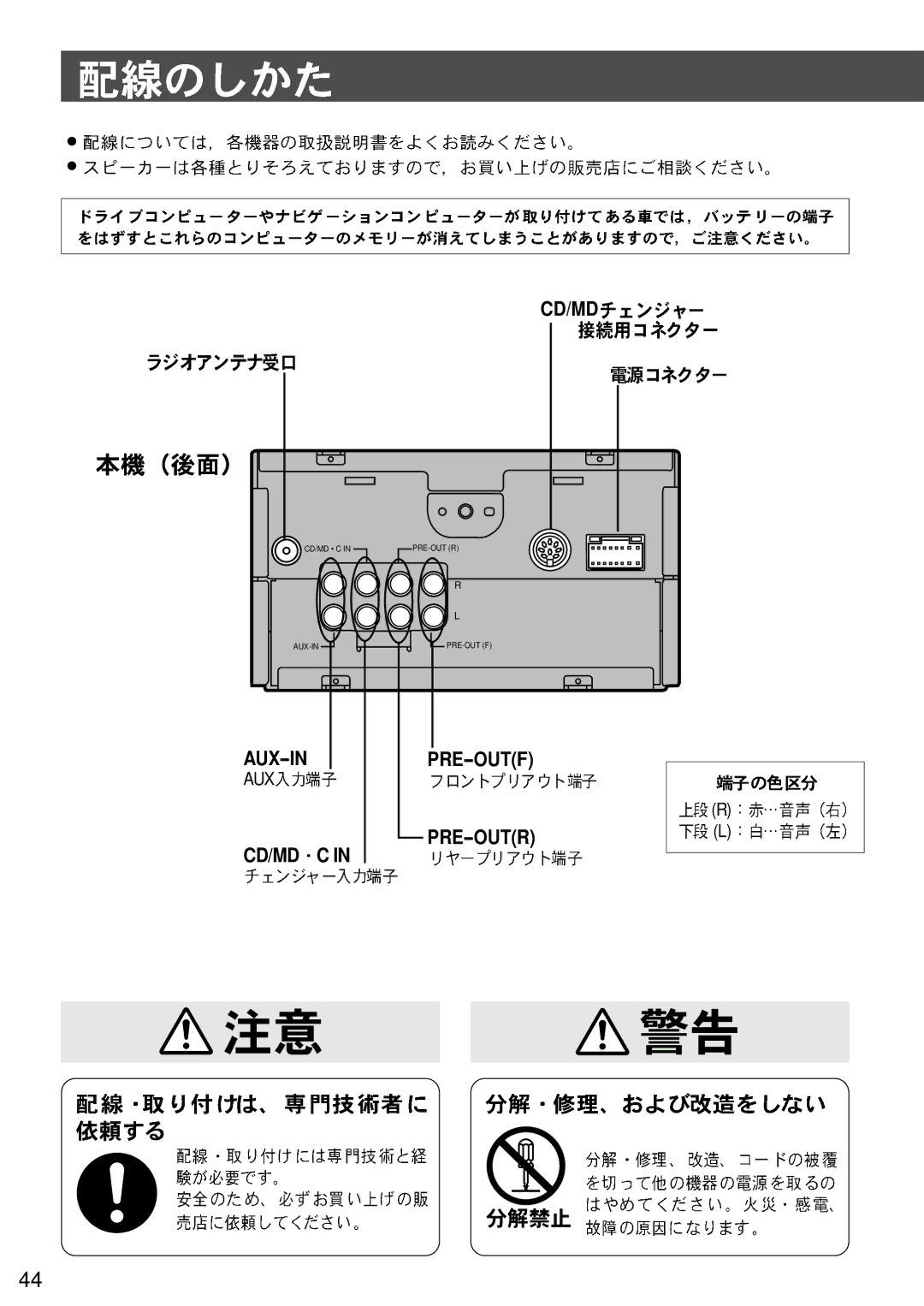 Panasonic CQ-VX3300D manual Aux--Inpre--Outf, Pre--Outr Cd/Md C 