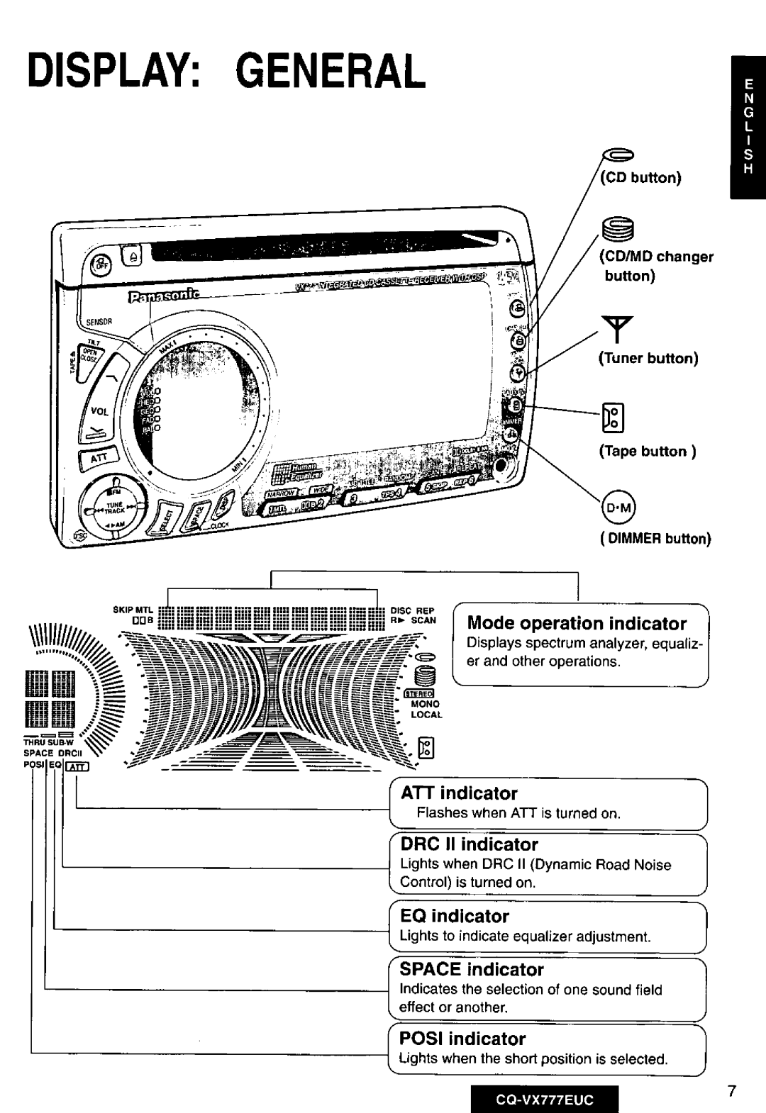 Panasonic CQ-VX777EUC manual 