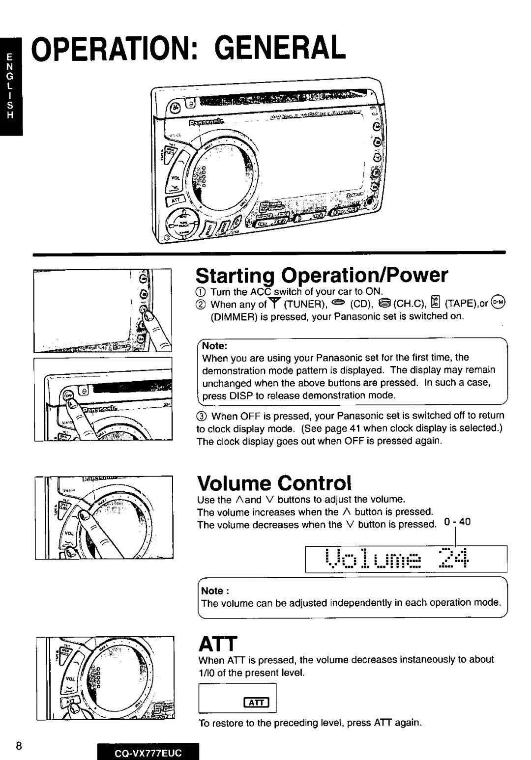 Panasonic CQ-VX777EUC manual 