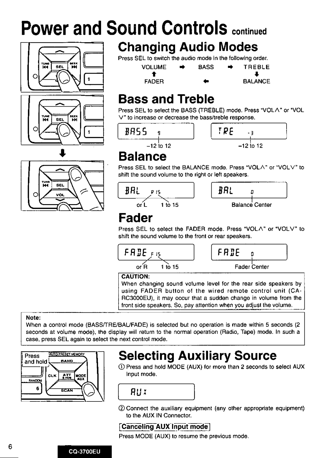 Panasonic CQ3700EU manual 