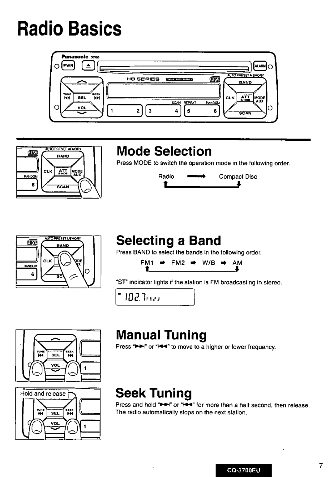 Panasonic CQ3700EU manual 