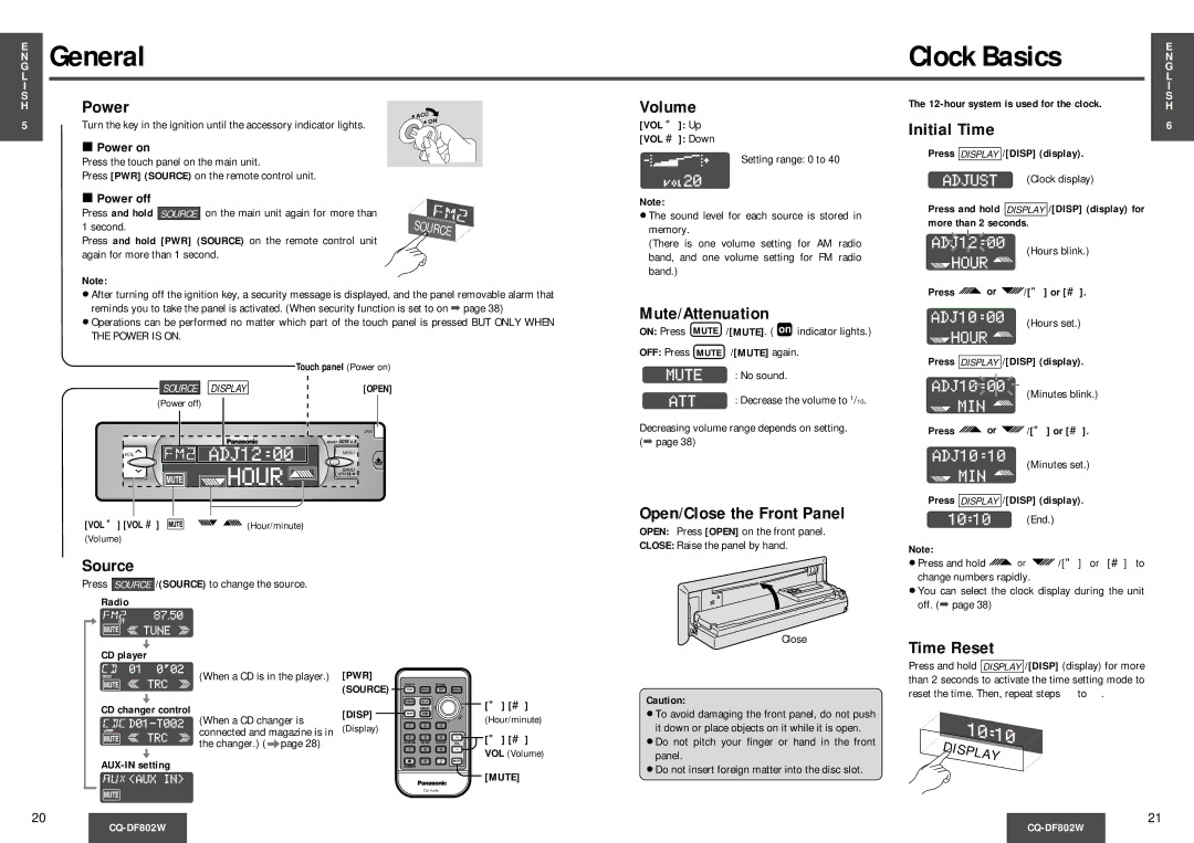 Panasonic CQDF802 manual General 