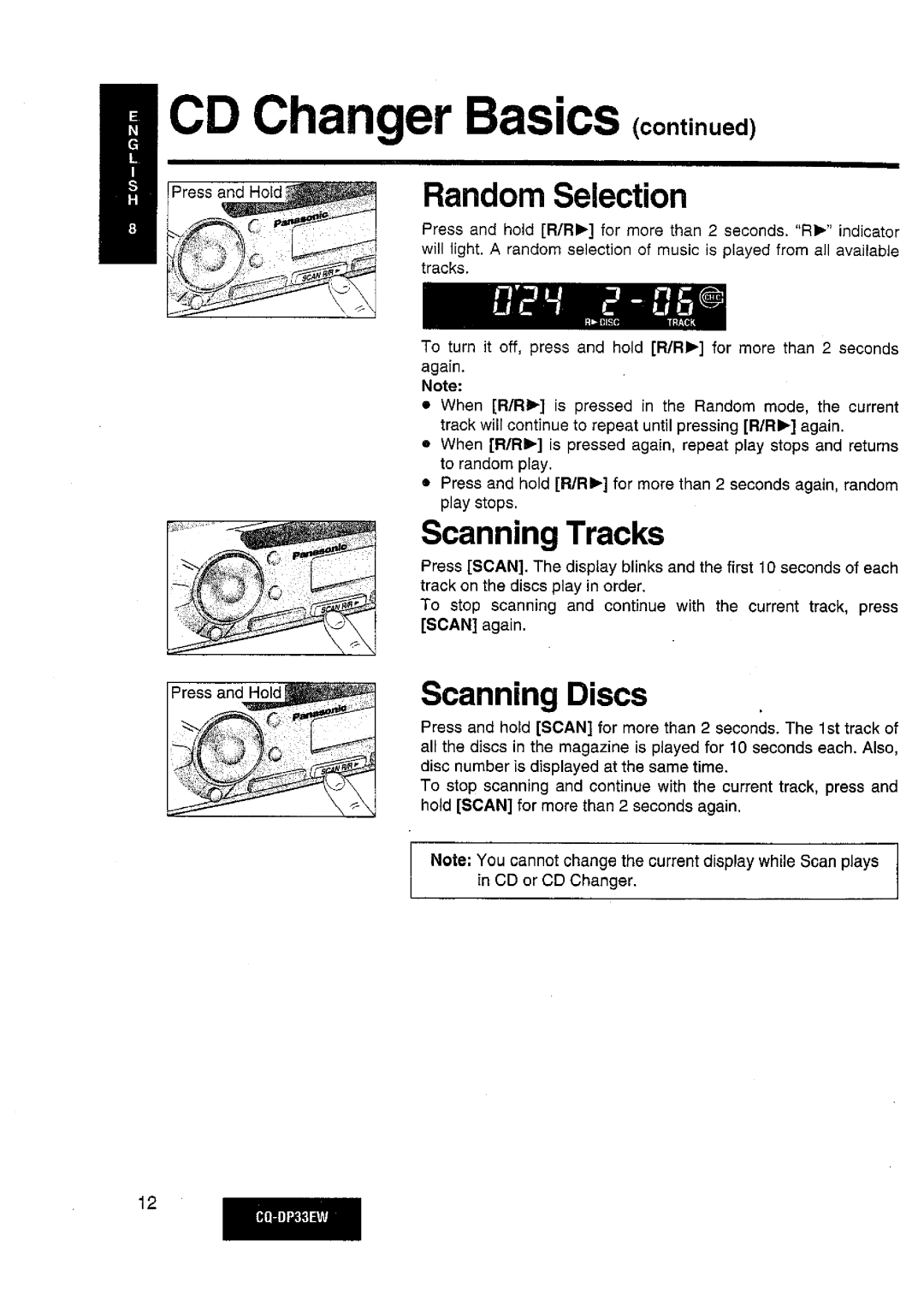 Panasonic CQDP33EW manual 