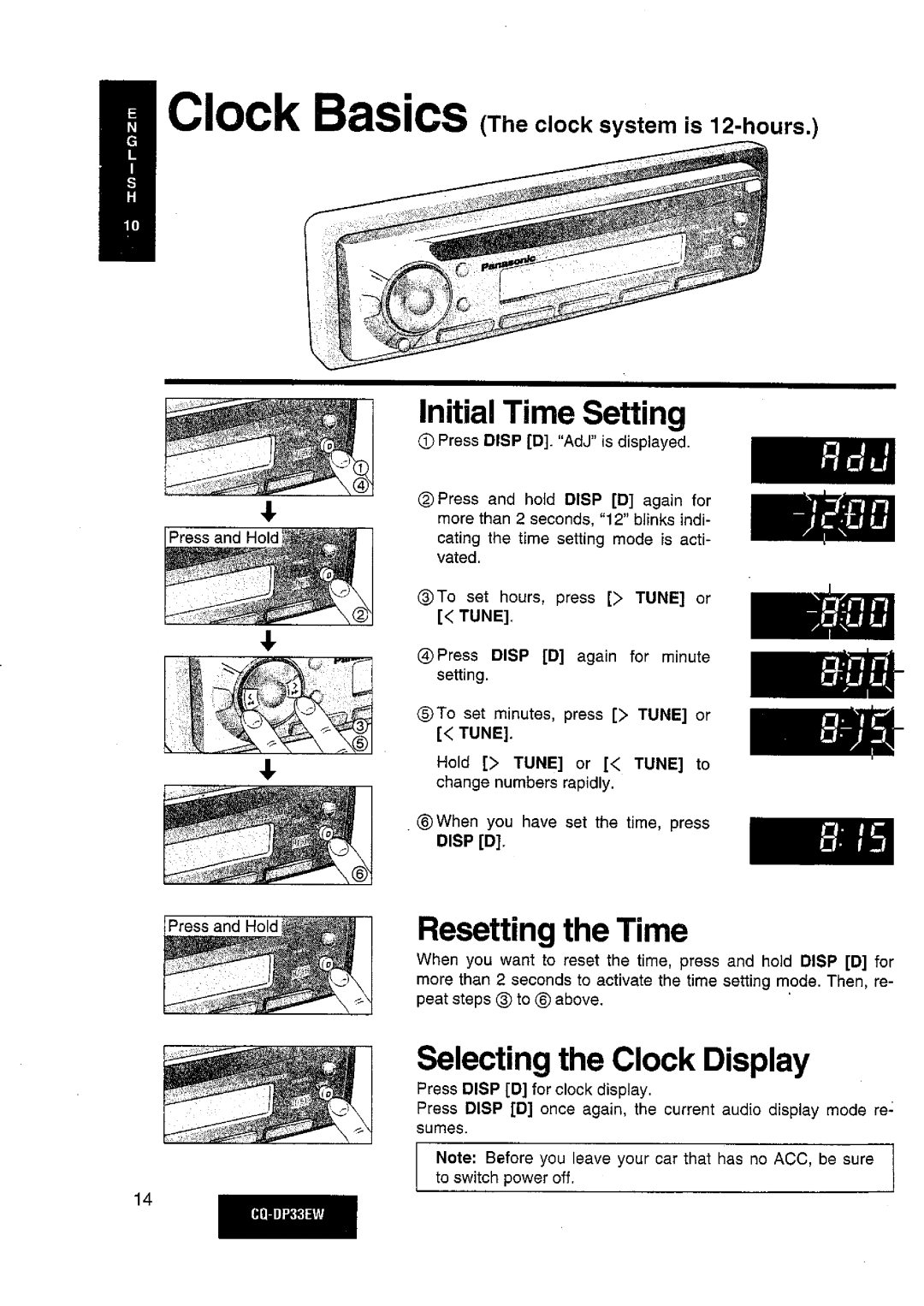 Panasonic CQDP33EW manual 