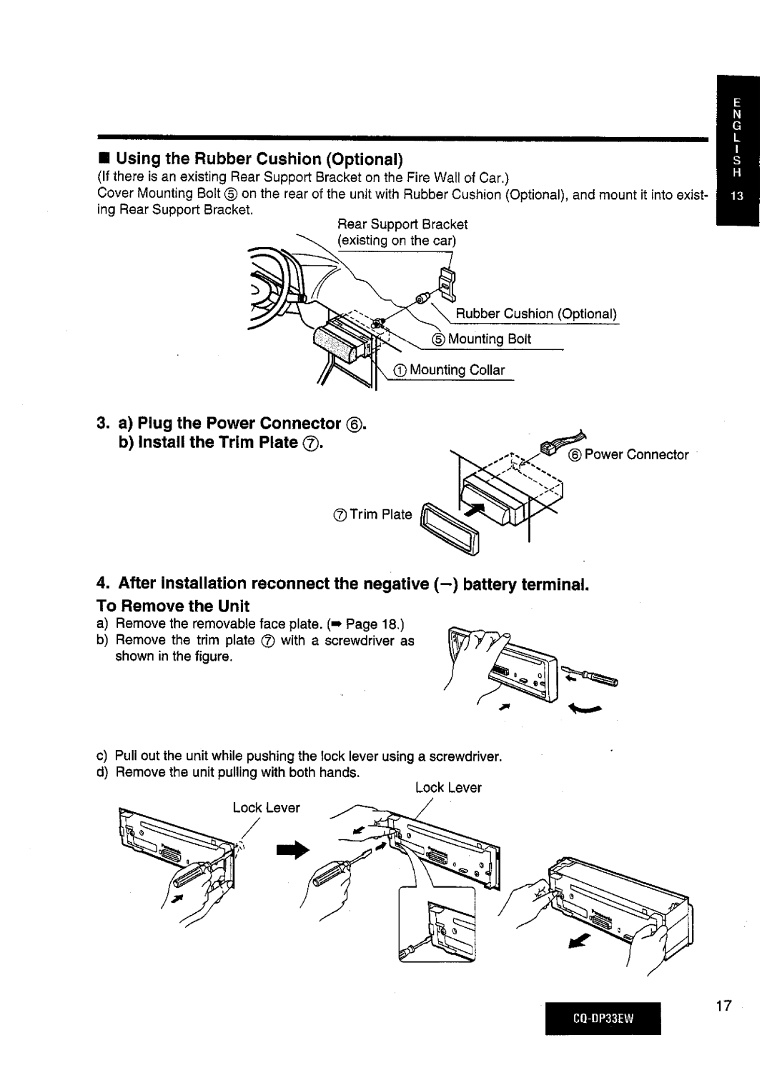 Panasonic CQDP33EW manual 