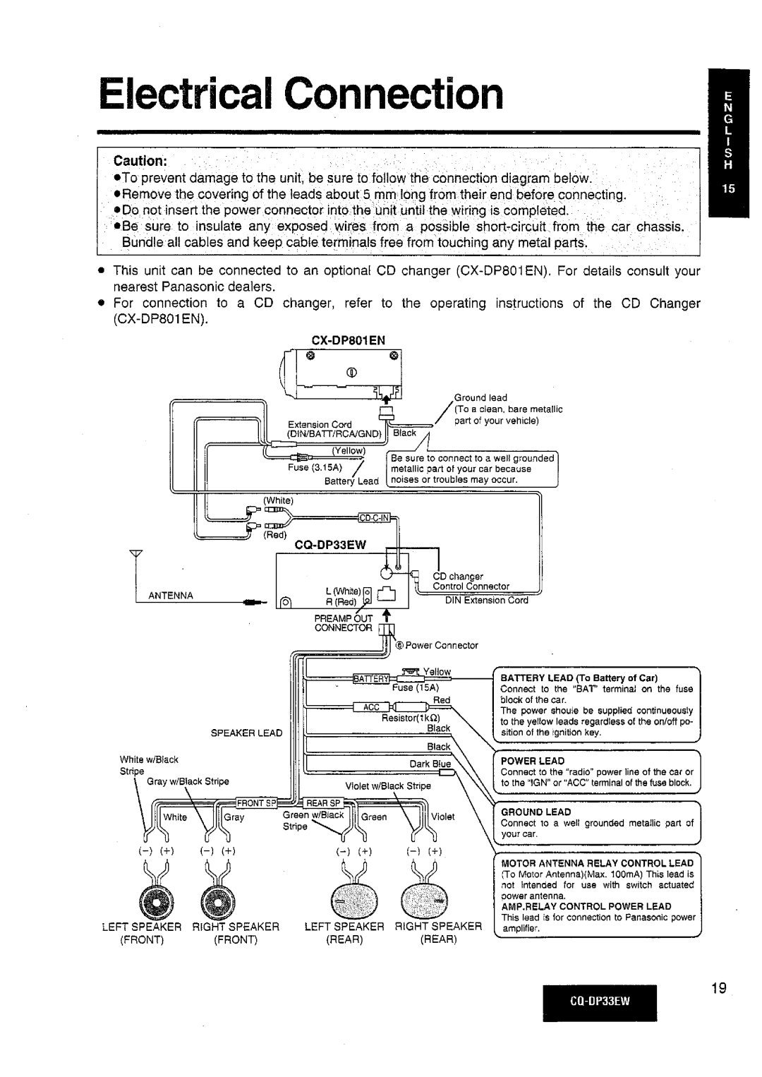 Panasonic CQDP33EW manual 