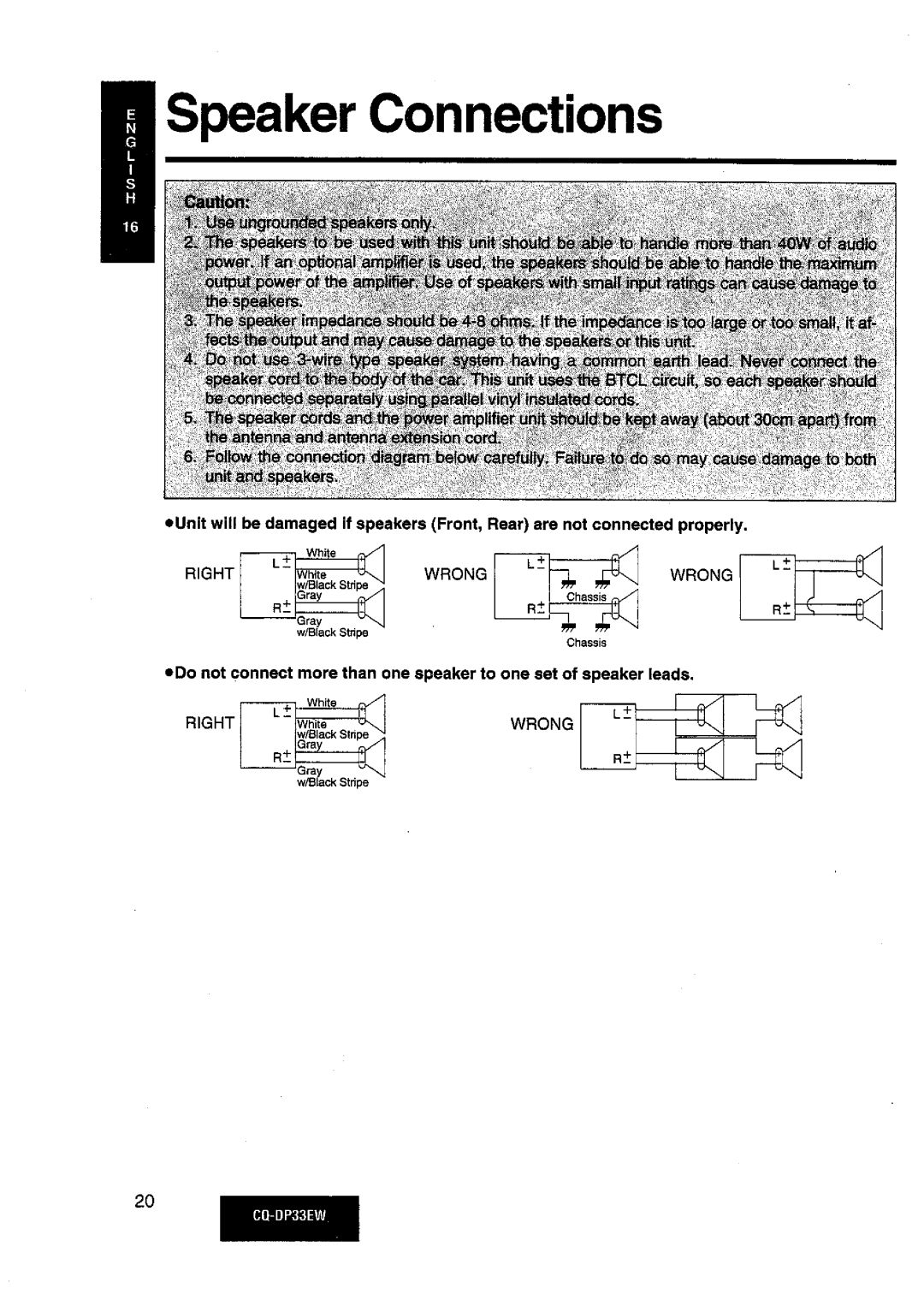 Panasonic CQDP33EW manual 