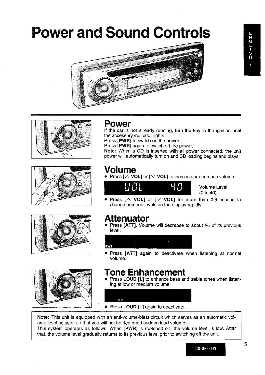 Panasonic CQDP33EW manual 