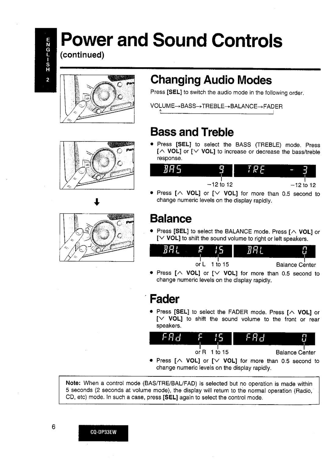 Panasonic CQDP33EW manual 