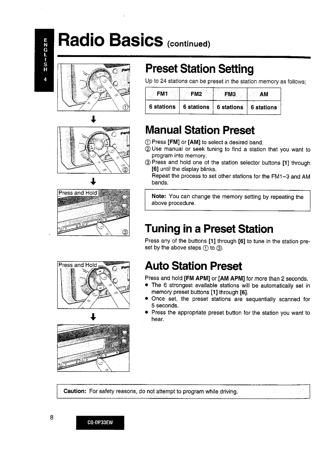 Panasonic CQDP33EW manual 