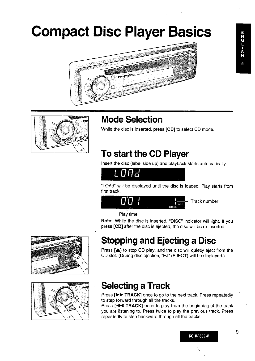 Panasonic CQDP33EW manual 