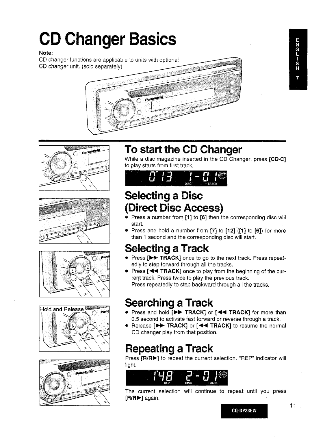 Panasonic CQDP33EW manual 