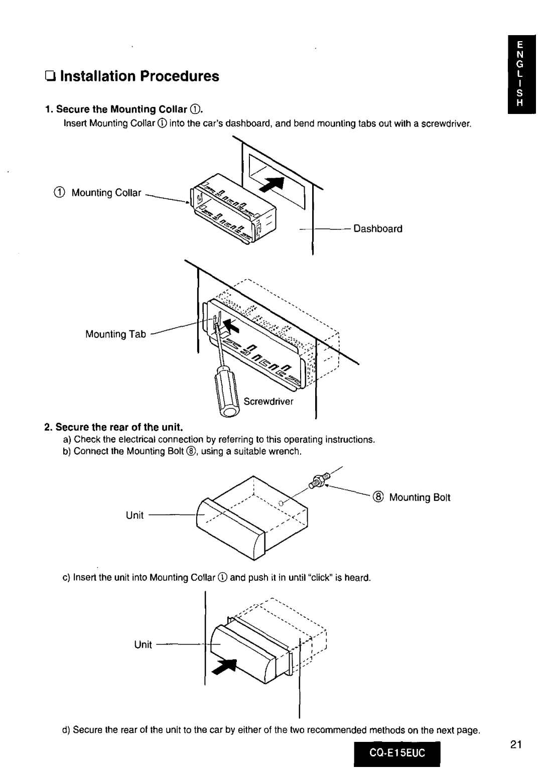 Panasonic CQE15EUC manual 