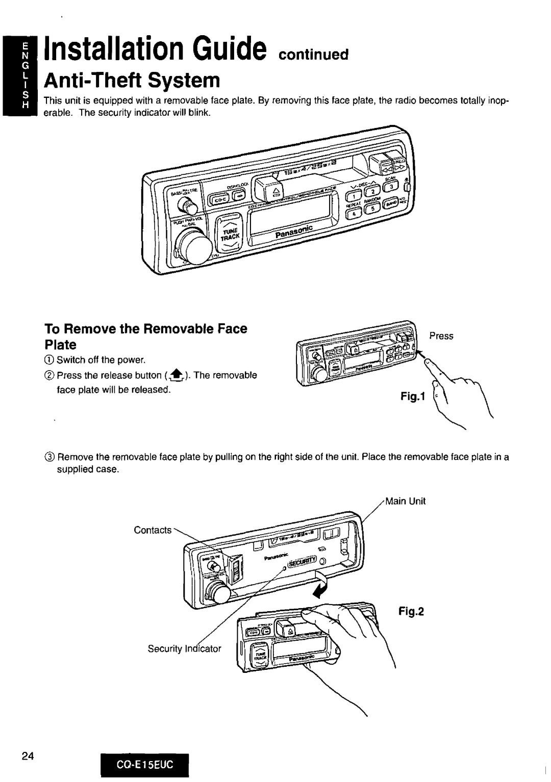 Panasonic CQE15EUC manual 