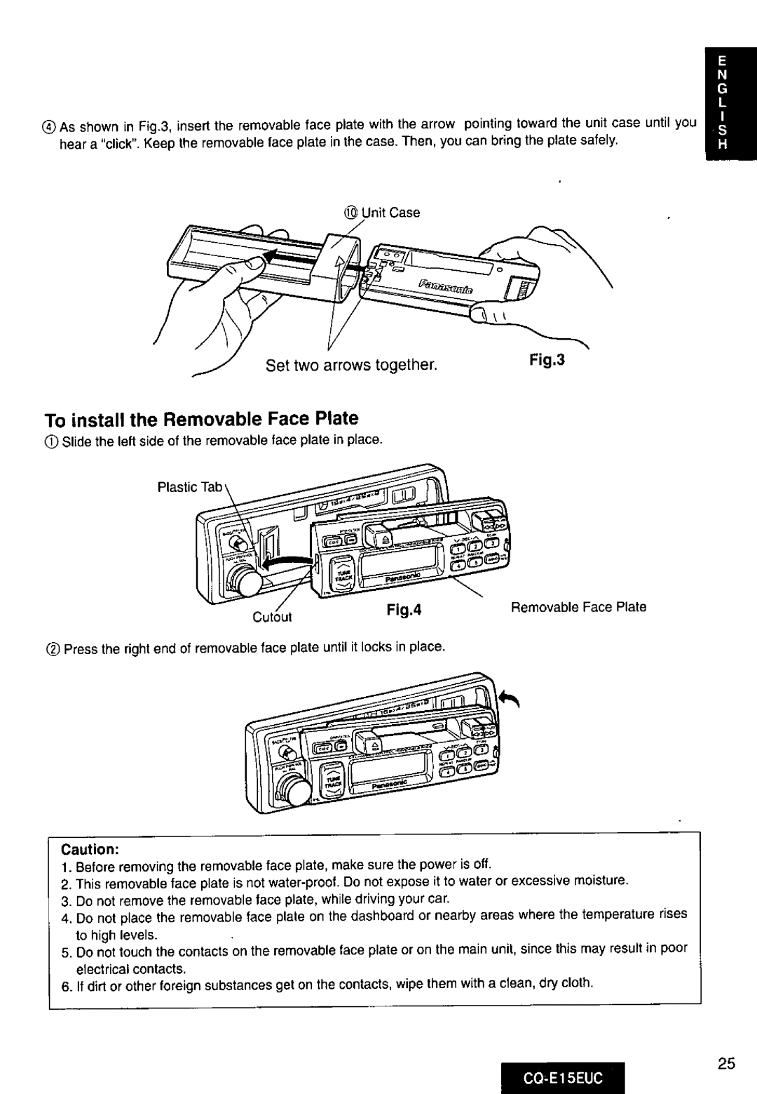 Panasonic CQE15EUC manual 