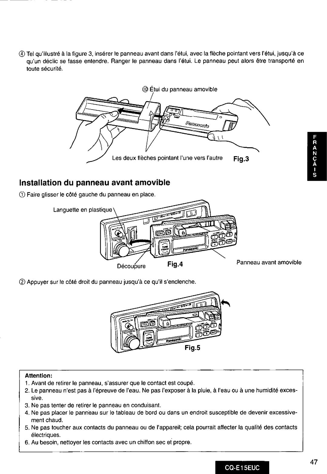 Panasonic CQE15EUC manual 