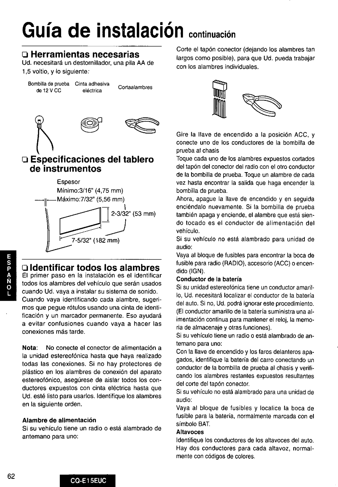 Panasonic CQE15EUC manual 