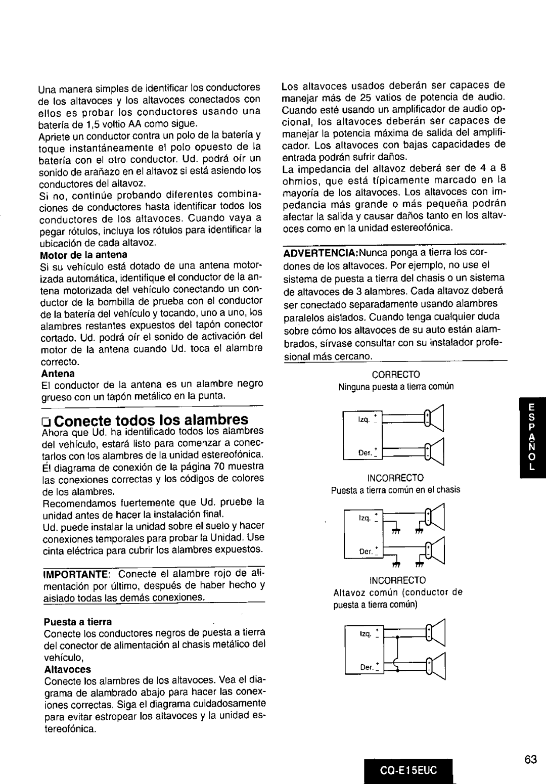 Panasonic CQE15EUC manual 