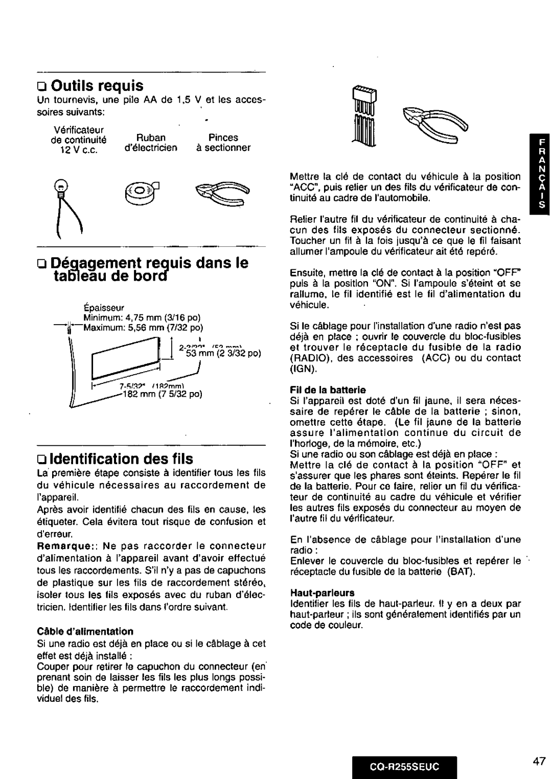 Panasonic CQR255SEUC manual 