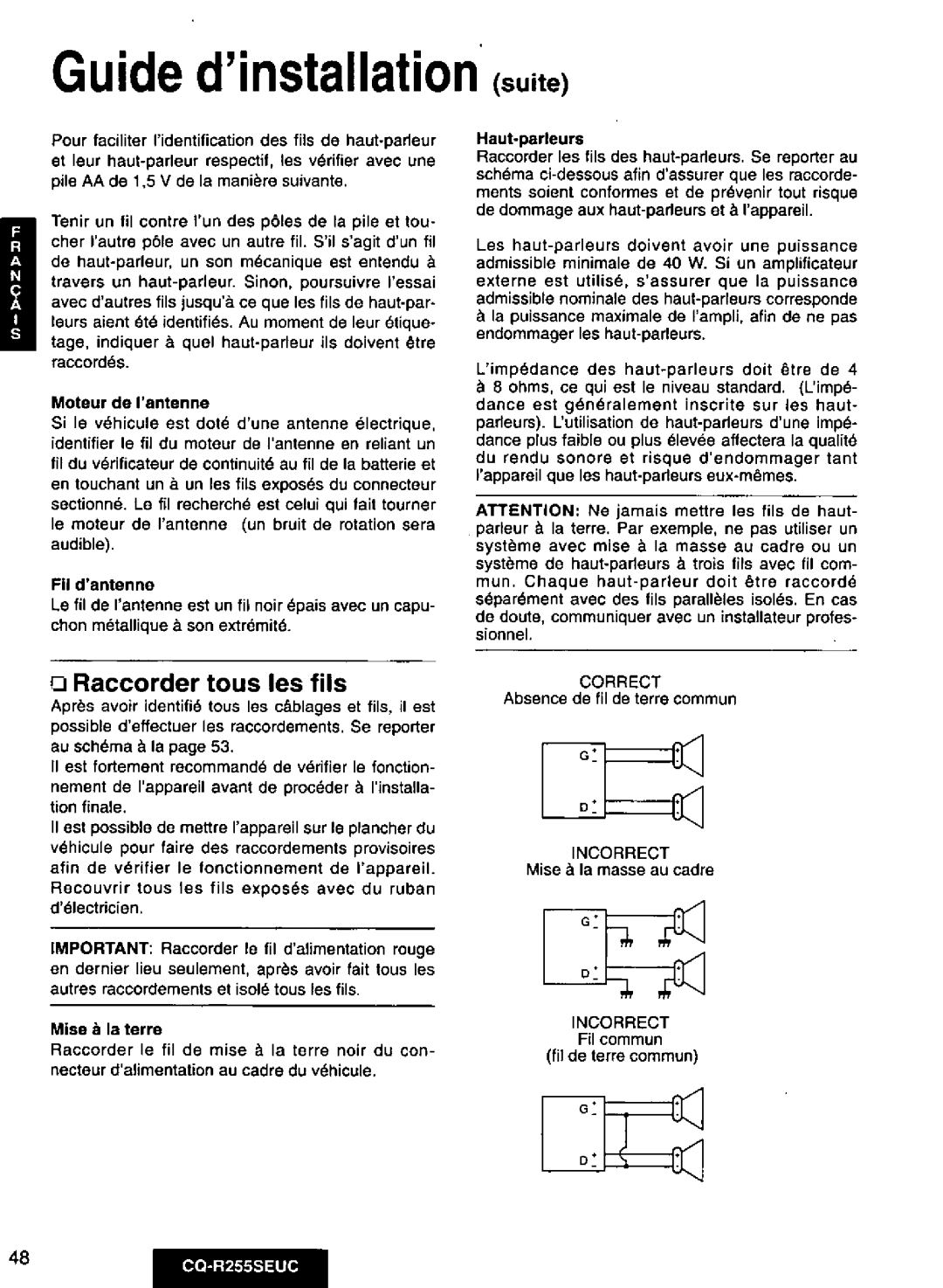 Panasonic CQR255SEUC manual 